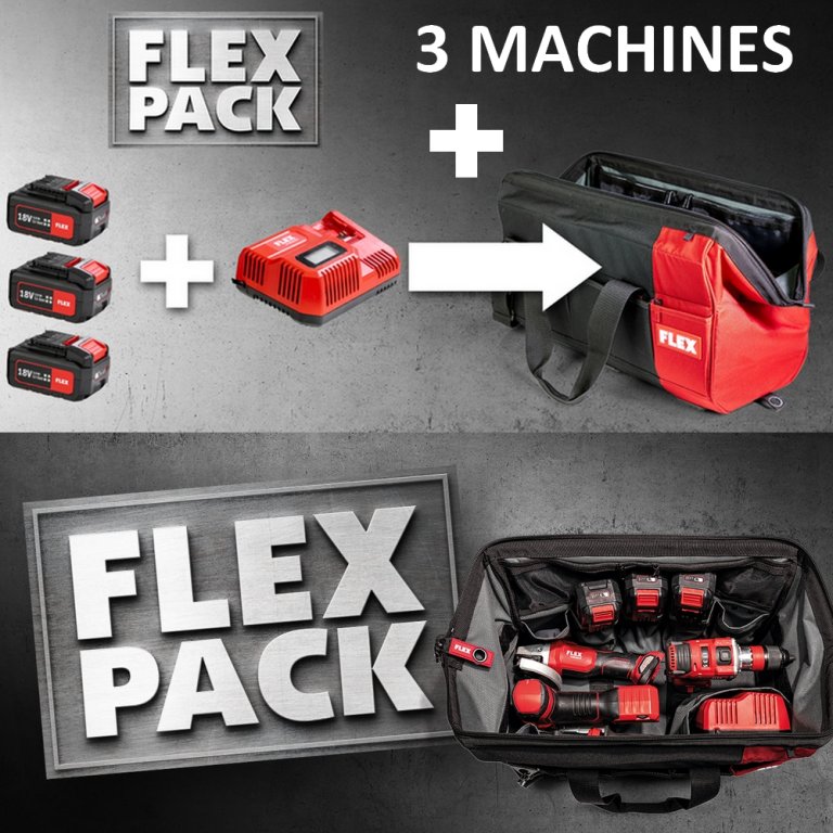 PACK FLEX 18V MELANGEUR, PERFORATEUR, MEULEUSE